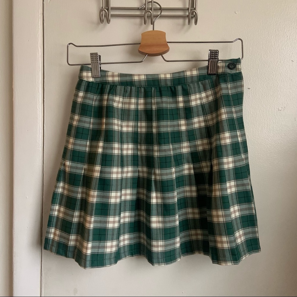 urban outfitters plaid green mini skirt